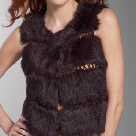 BCBGMaxAzria Jackets & Blazers - BCBGMAXAZRIA rabbit hair crochet vest size medium